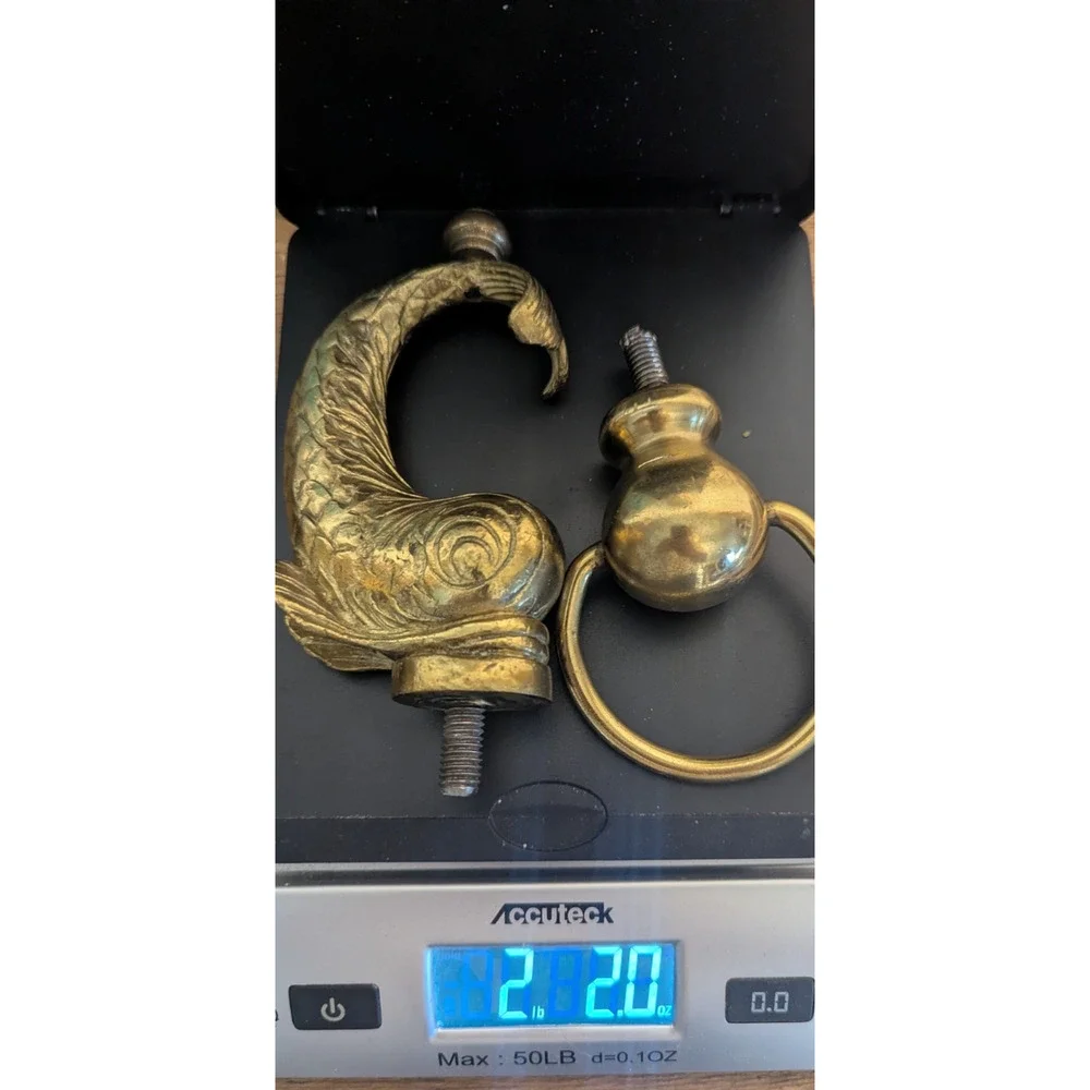 Brass Koi Fish Dolphin Screw on Part Solid Decor Repurpose Furniture Piece
